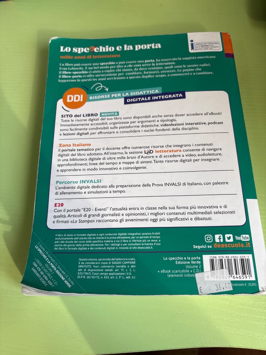 SPECCHIO E LA PORTA - EDIZIONE VERDE - MILLE ANNI DI LETTERATURA (LO) - foto 2