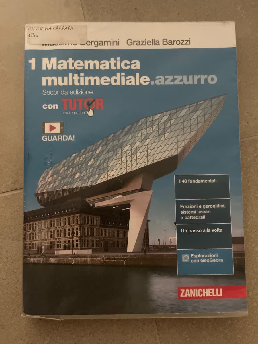 MATEMATICA MULTIMEDIALE.AZZURRO 2ED. - VOL. 1 CON TUTOR (LDM) - foto 1