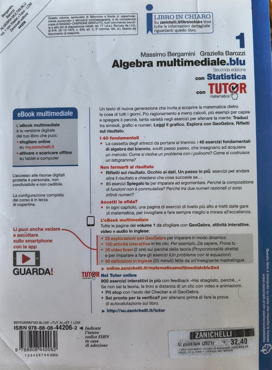 MATEMATICA MULTIMEDIALE.BLU - VOLUME ALGEBRA CON STATISTICA 1 CON TUTOR (LDM) - foto 2
