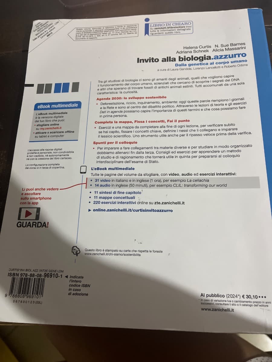 INVITO ALLA BIOLOGIA.AZZURRO - DALLA GENETICA AL CORPO UMANO (LDM) - foto 2