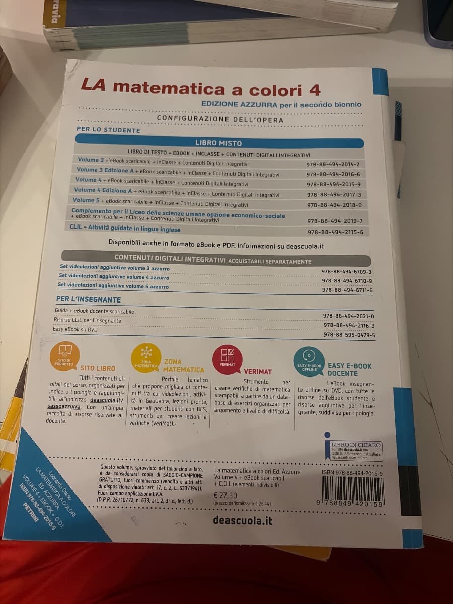 MATEMATICA A COLORI (LA) EDIZIONE AZZURRA VOLUME 4 + EBOOK - foto 2
