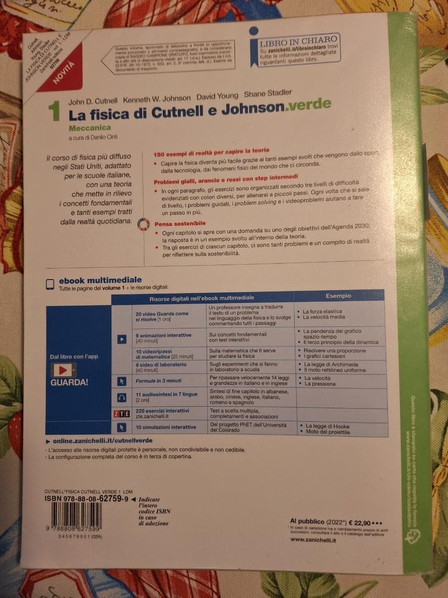 FISICA DI CUTNELL E JOHNSON.VERDE (LA) - VOLUME 1 (LDM) - foto 2