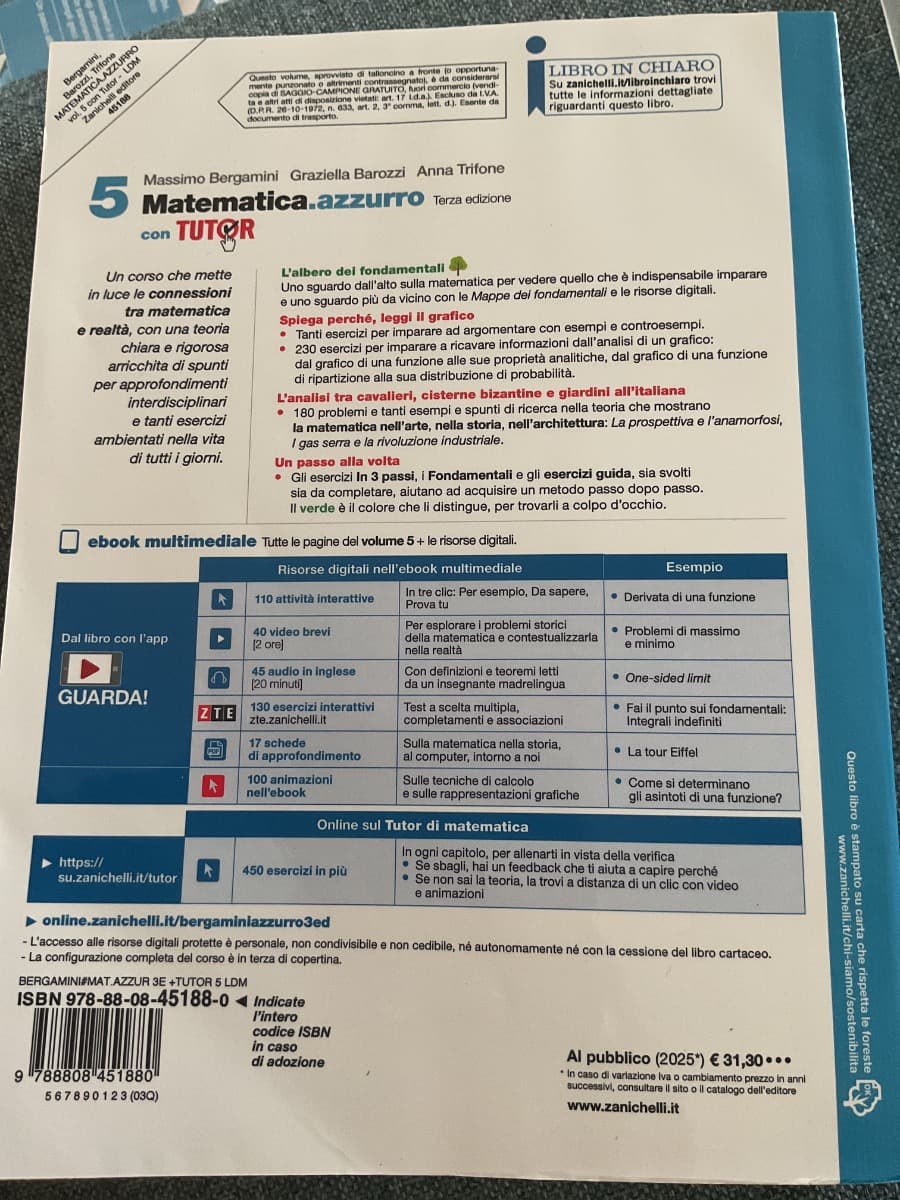 MATEMATICA.AZZURRO 3ED. - VOL. 5 CON TUTOR (LDM) - foto 2