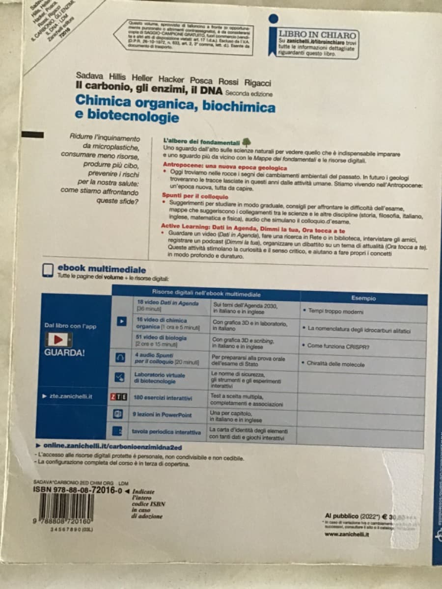 CARBONIO, GLI ENZIMI, IL DNA 2ED. (IL). ORGANICA, BIOCHIM. BIOTECN. (LDM) - foto 2