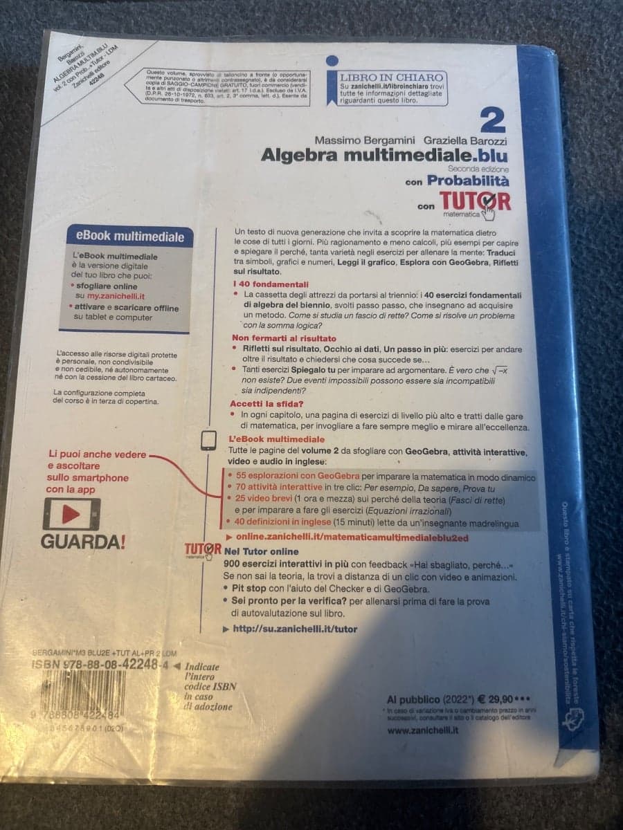 MATEMATICA MULTIMEDIALE.BLU - VOLUME ALGEBRA CON PROBABILITÀ 2 + TUTOR (LDM) - foto 2