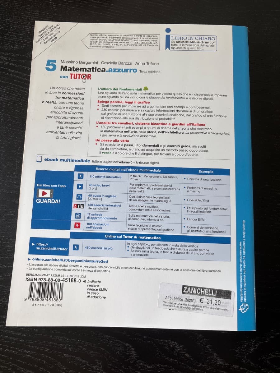 MATEMATICA.AZZURRO 3ED. - VOL. 5 CON TUTOR (LDM) - foto 2