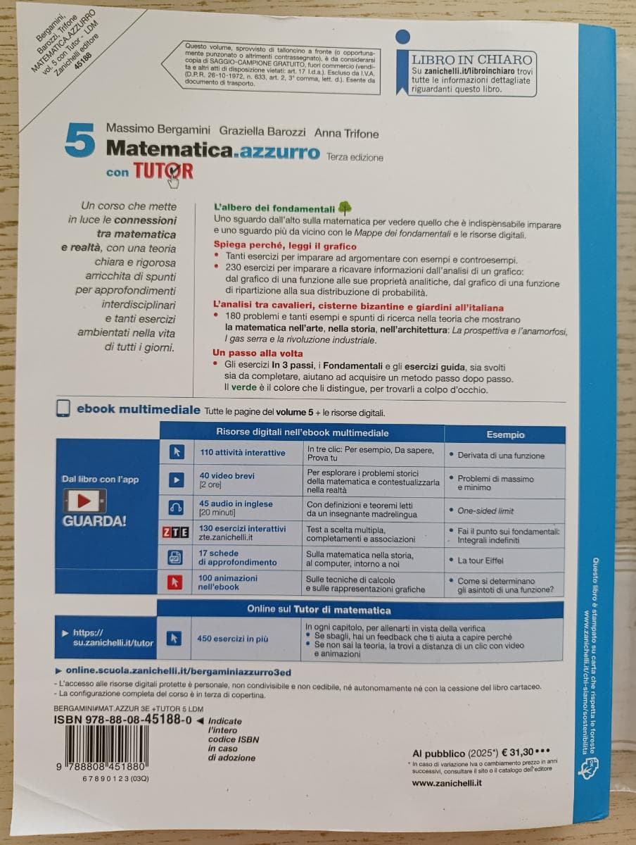 MATEMATICA.AZZURRO 3ED. - VOL. 5 CON TUTOR (LDM) - foto 2