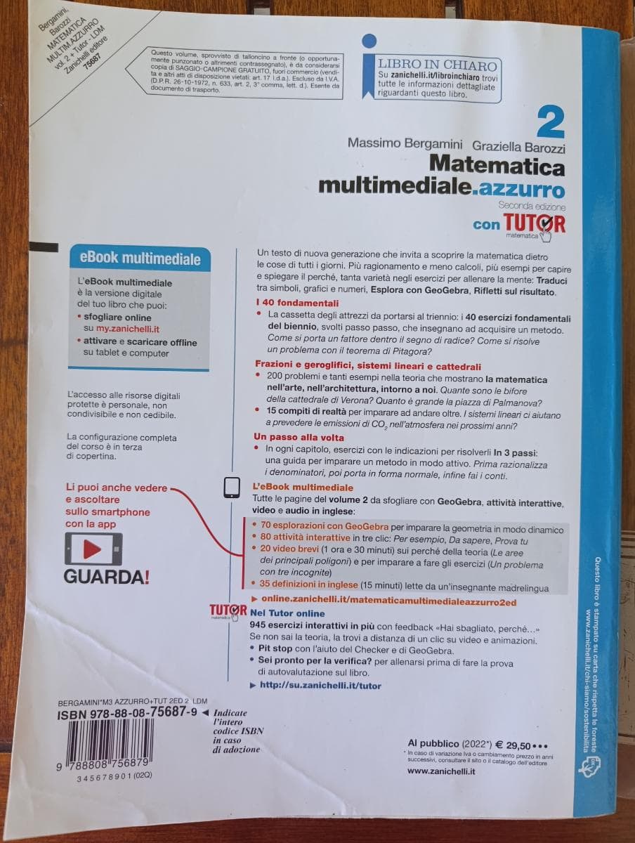 MATEMATICA MULTIMEDIALE.AZZURRO 2ED. - VOL. 2 CON TUTOR (LDM) - foto 2