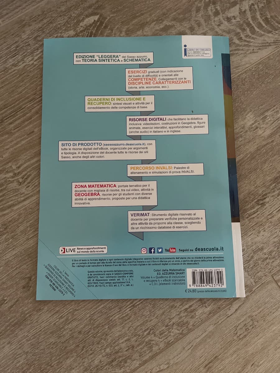 COLORI DELLA MATEMATICA ED.AZZURRA SMART-VOL.4+QUAD.INCLUSIONE E REC 4+EBOOK - foto 2