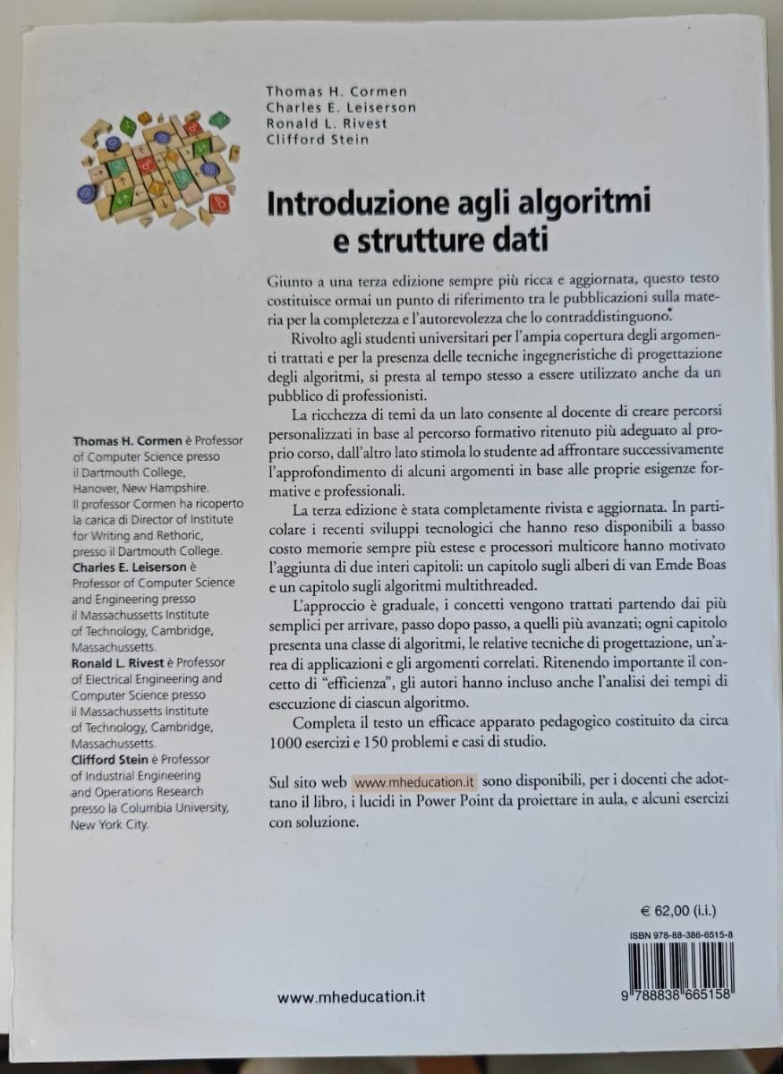 Introduzione agli algoritmi e strutture dati - Cormen - 3a edizione - foto 2