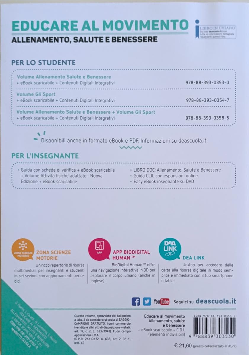 EDUCARE AL MOVIMENTO VOLUME ALLENAMENTO SALUTE E BENESSERE + EBOOK - foto 2