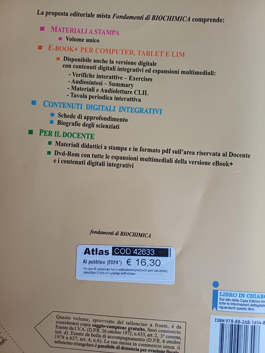 FONDAMENTI DI BIOCHIMICA - foto 2