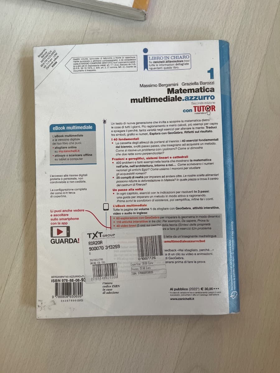 MATEMATICA MULTIMEDIALE.AZZURRO 2ED. - VOL. 1 CON TUTOR (LDM) - foto 2