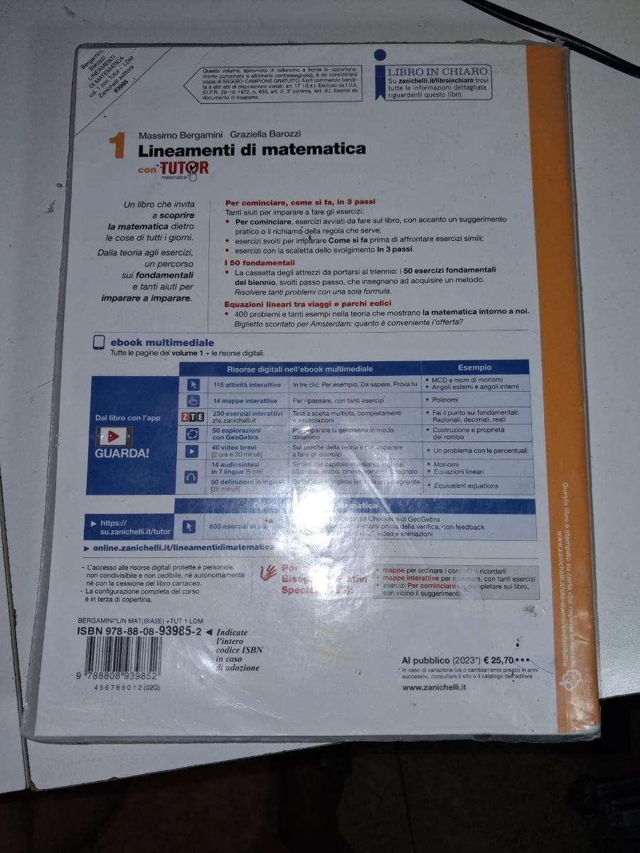 LINEAMENTI DI MATEMATICA - VOLUME 1 CON TUTOR (LDM) - foto 2