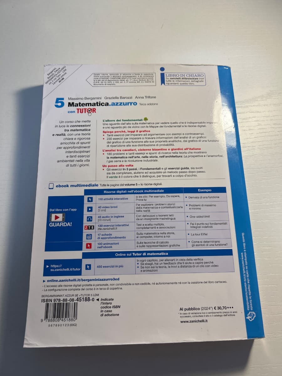 MATEMATICA.AZZURRO 3ED. - VOL. 5 CON TUTOR (LDM) - foto 2