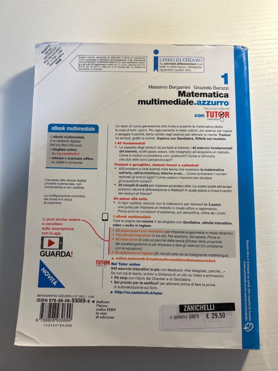 MATEMATICA MULTIMEDIALE.AZZURRO 2ED. - VOL. 1 CON TUTOR (LDM) - foto 2