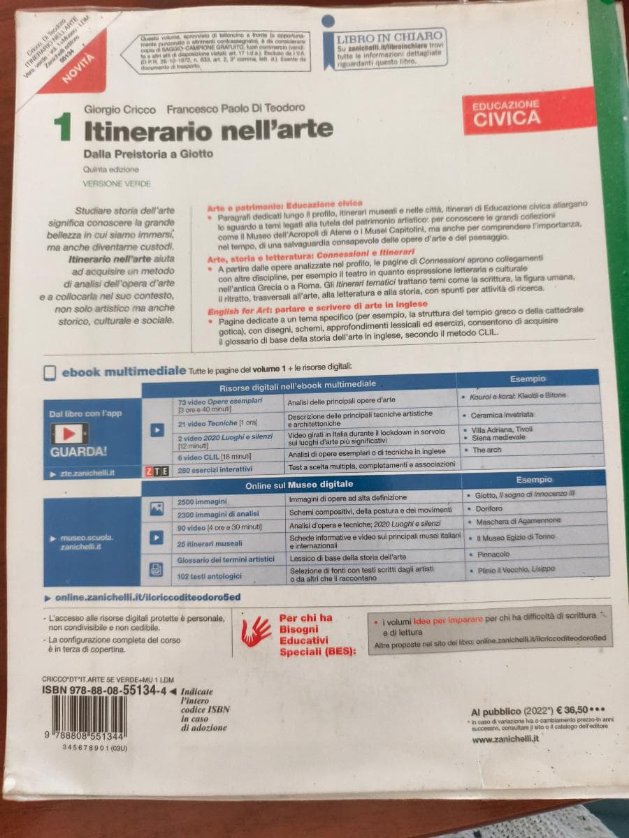 ITINERARIO NELL'ARTE EDIZIONE VERDE 5ED - VOLUME 1 (LDM) - foto 2