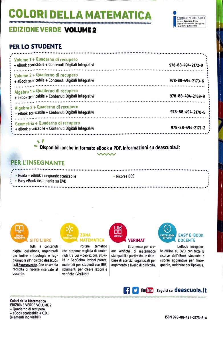 COLORI DELLA MATEMATICA - EDIZIONE VERDE VOLUME 2 + QUADERNO 2 + EBOOK - foto 2