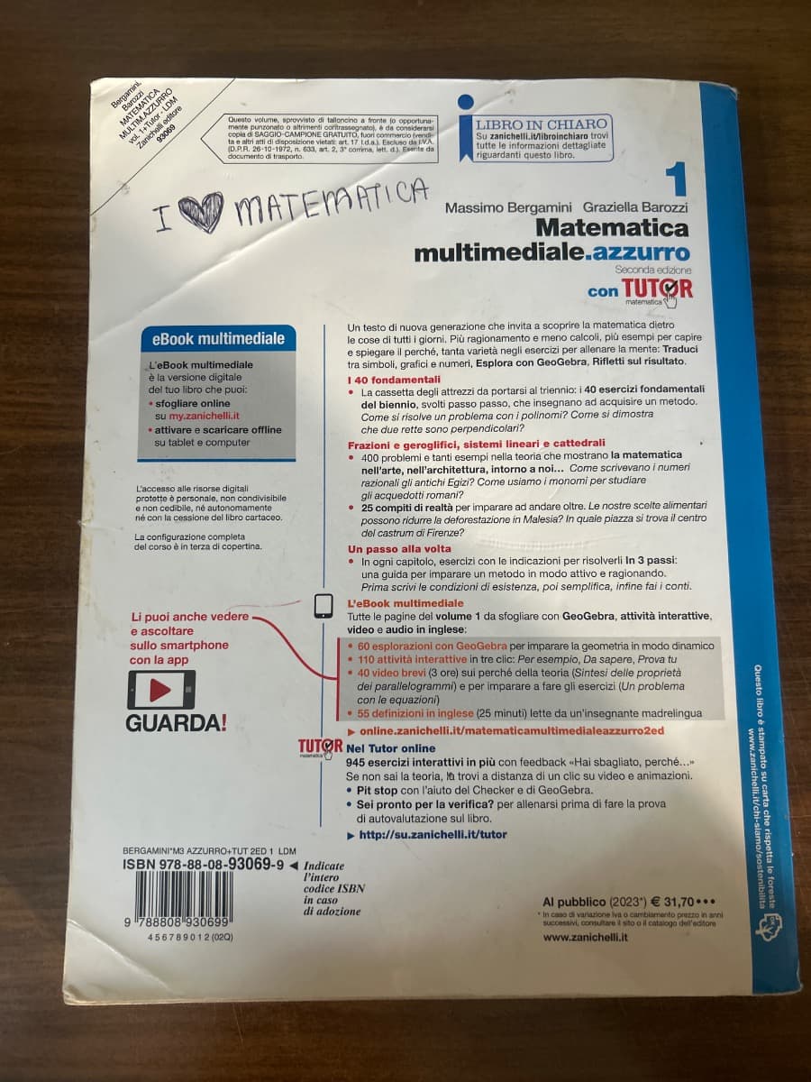 MATEMATICA MULTIMEDIALE.AZZURRO 2ED. - VOL. 1 CON TUTOR (LDM) - foto 2