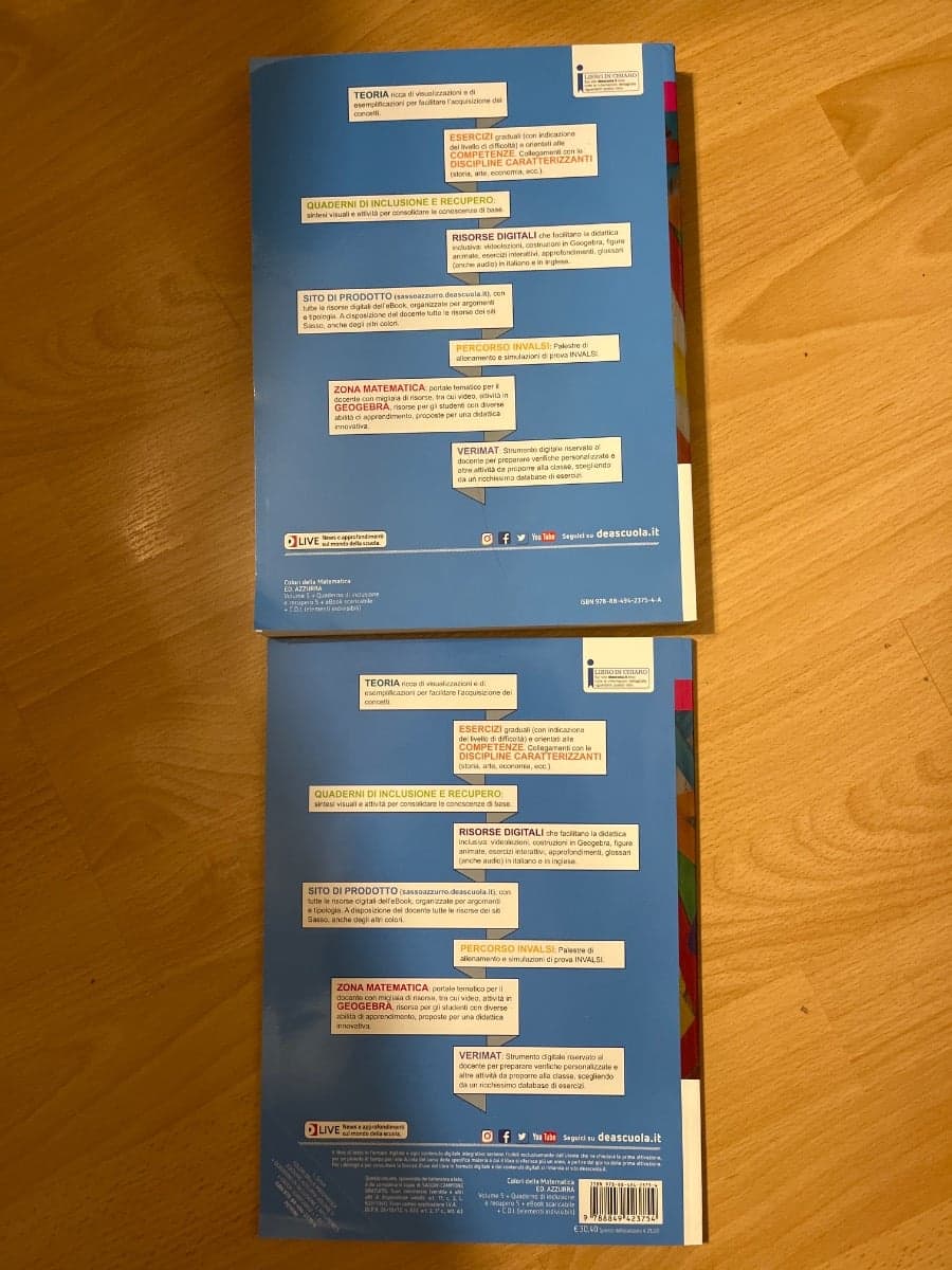 COLORI DELLA MATEMATICA ED.AZZURRA - VOLUME 5+QUAD.INCLUSIONE E RECUP 5+EBOOK - foto 2