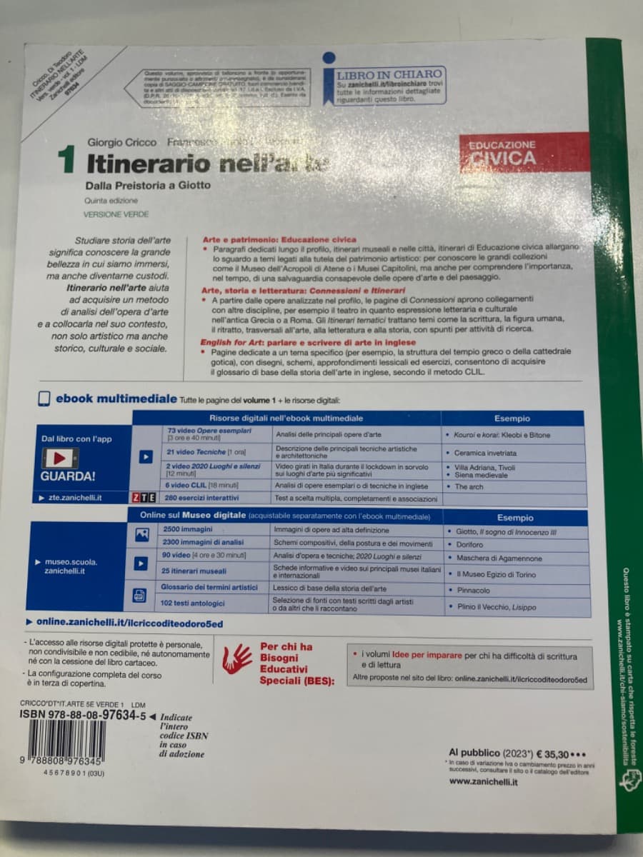 ITINERARIO NELL'ARTE EDIZIONE VERDE 5ED - VOLUME 1 (LDM) - foto 2