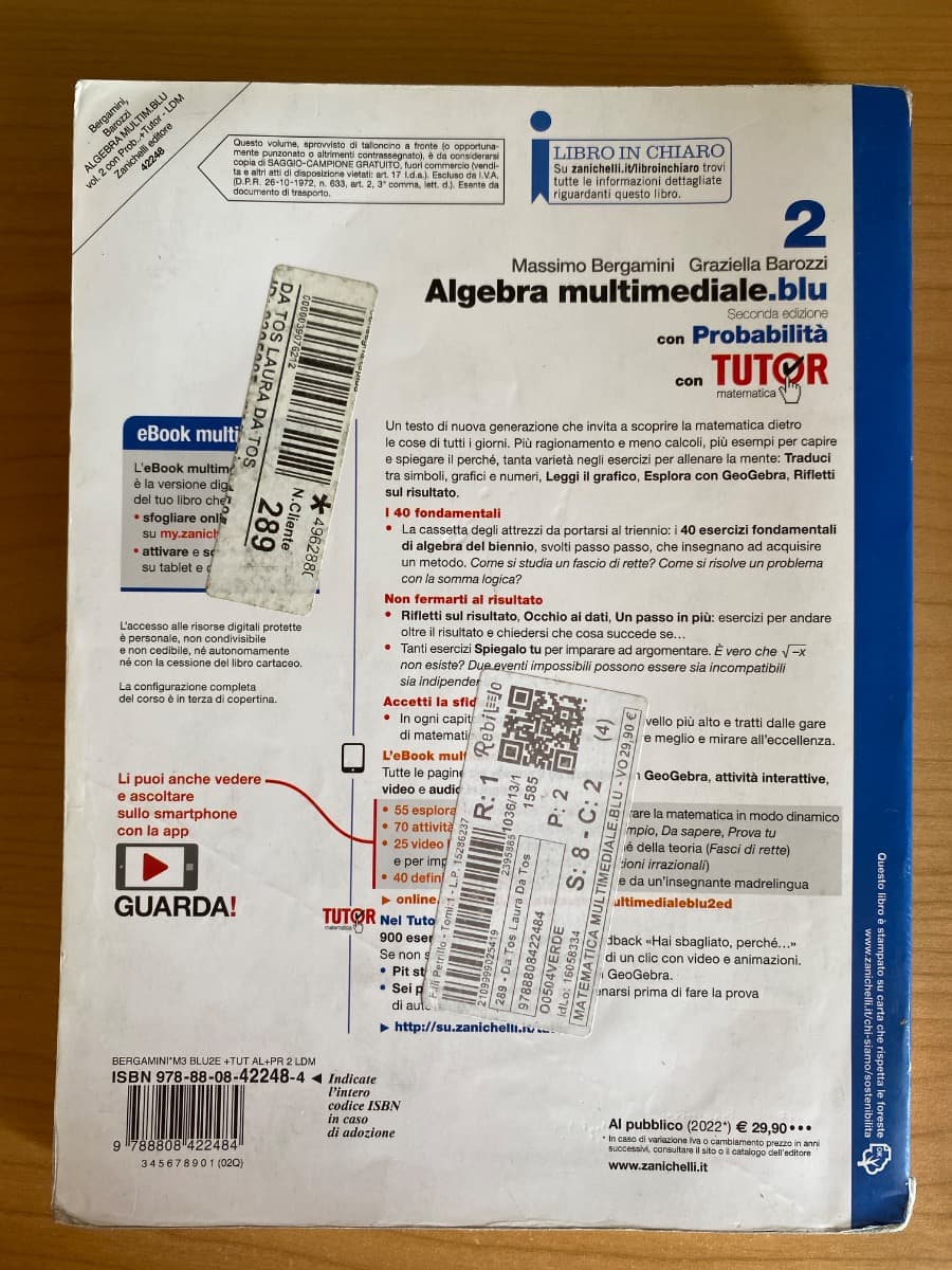 MATEMATICA MULTIMEDIALE.BLU - VOLUME ALGEBRA CON PROBABILITÀ 2 + TUTOR (LDM) - foto 2