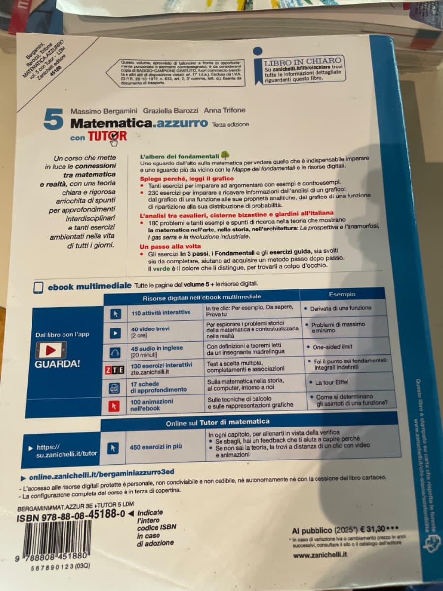 MATEMATICA.AZZURRO 3ED. - VOL. 5 CON TUTOR (LDM) - foto 2