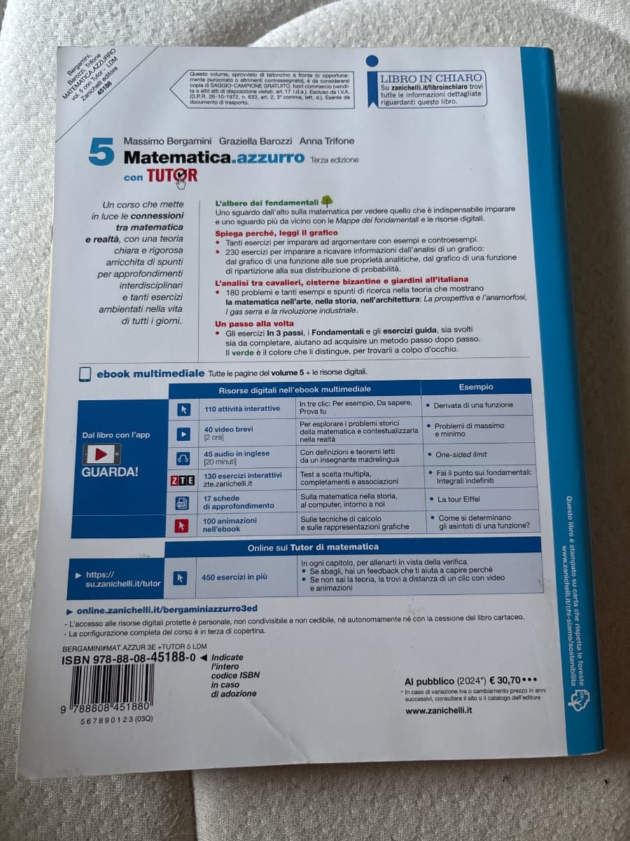 MATEMATICA.AZZURRO 3ED. - VOL. 5 CON TUTOR (LDM) - foto 2