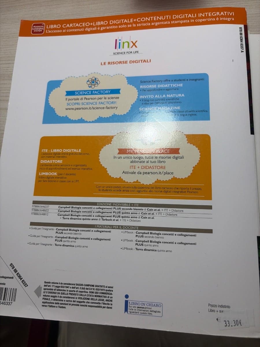 CAMPBELL BIOLOGIA CONCETTI E COLLEGAMENTI PLUS SECONDO BIENNIO - foto 2