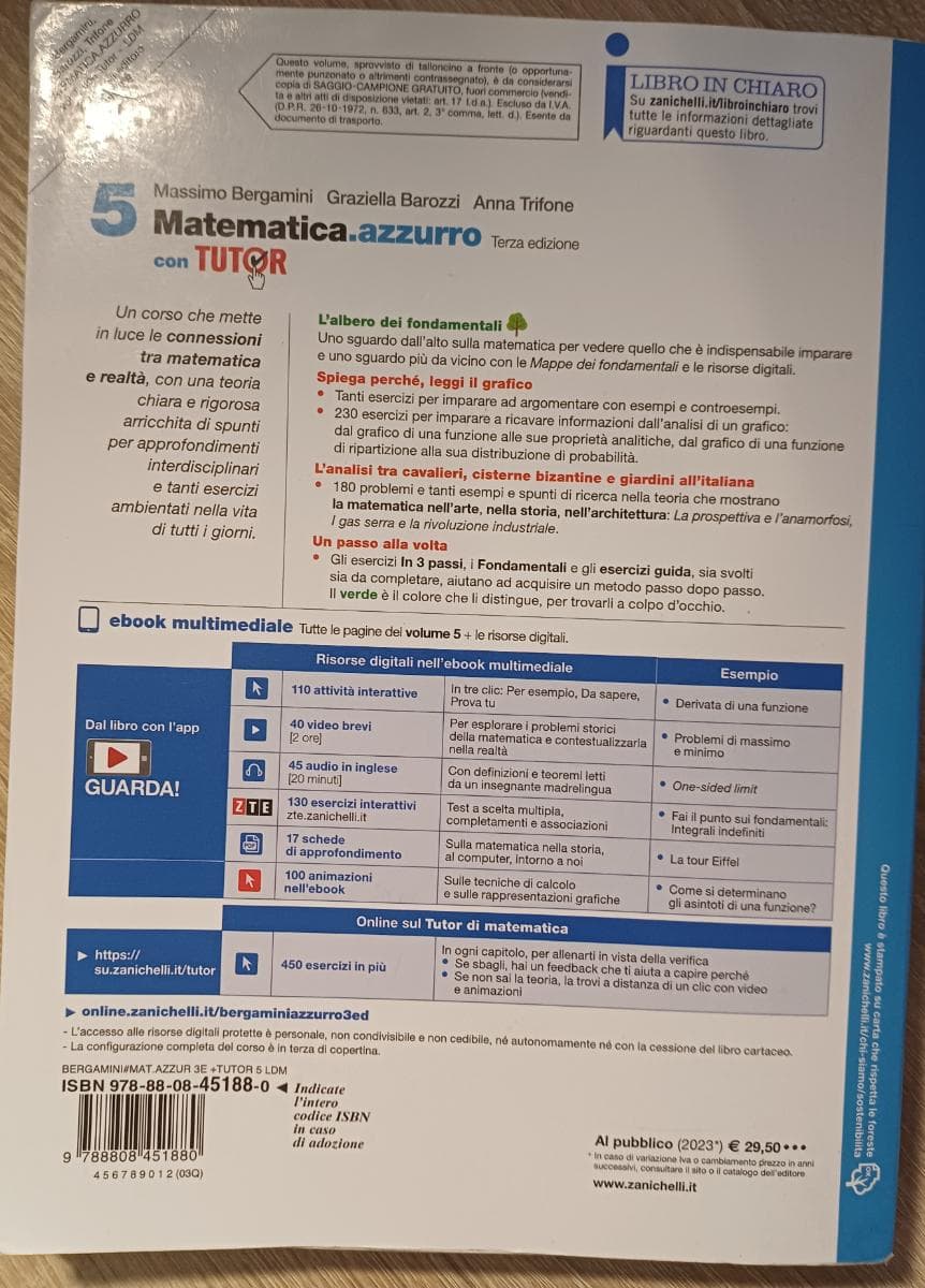 MATEMATICA.AZZURRO 3ED. - VOL. 5 CON TUTOR (LDM) - foto 2
