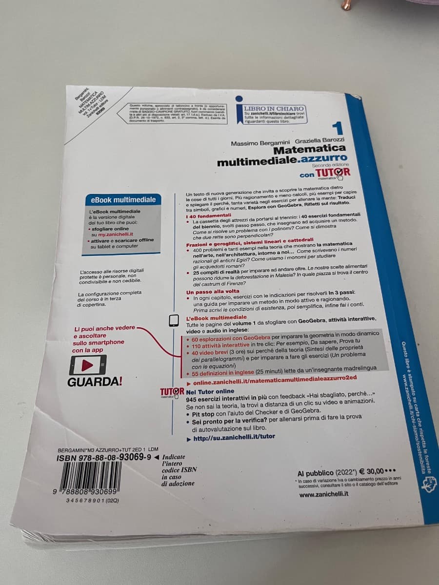 MATEMATICA MULTIMEDIALE.AZZURRO 2ED. - VOL. 1 CON TUTOR (LDM) - foto 2