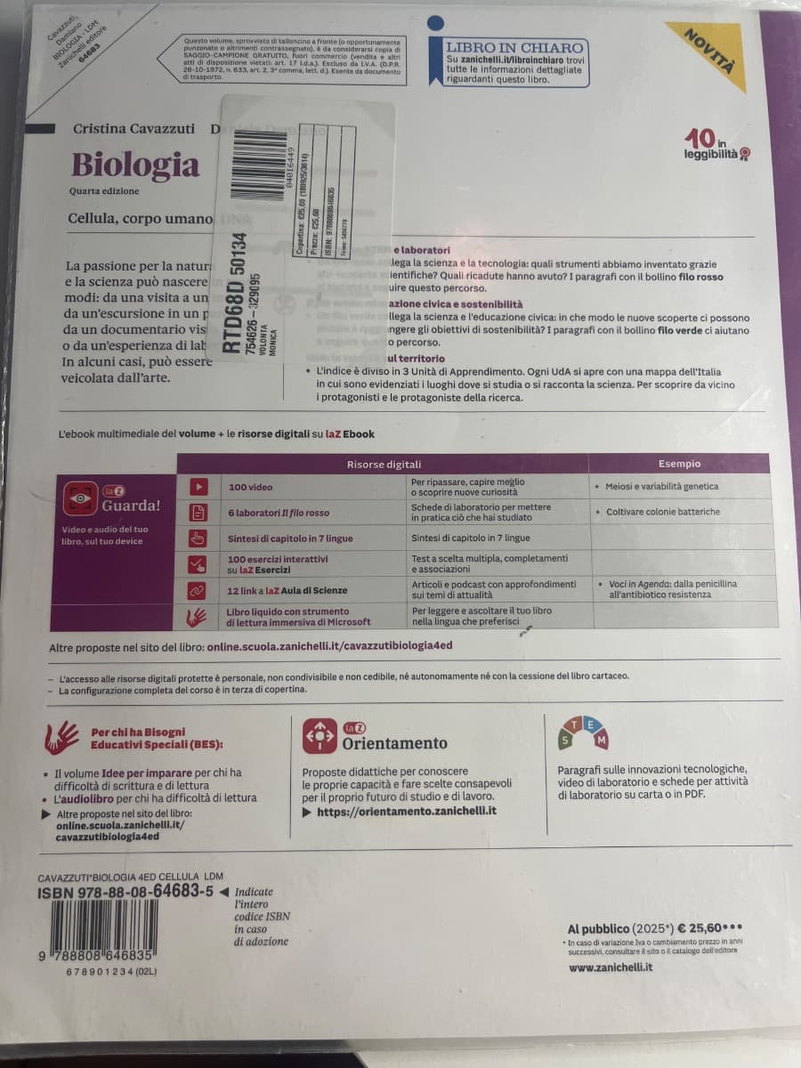BIOLOGIA 4ED. - CELLULA, CORPO UMANO, DNA (LDM) - foto 2