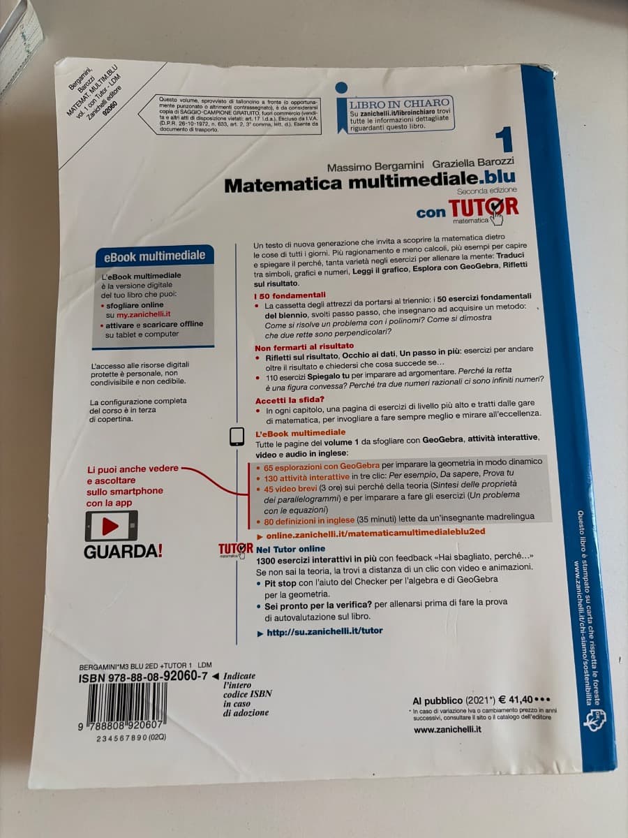 MATEMATICA MULTIMEDIALE.BLU - VOLUME 1 CON TUTOR (LDM) - foto 2