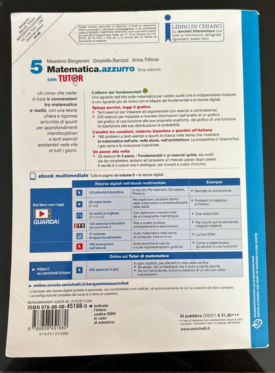 MATEMATICA.AZZURRO 3ED. - VOL. 5 CON TUTOR (LDM) - foto 2