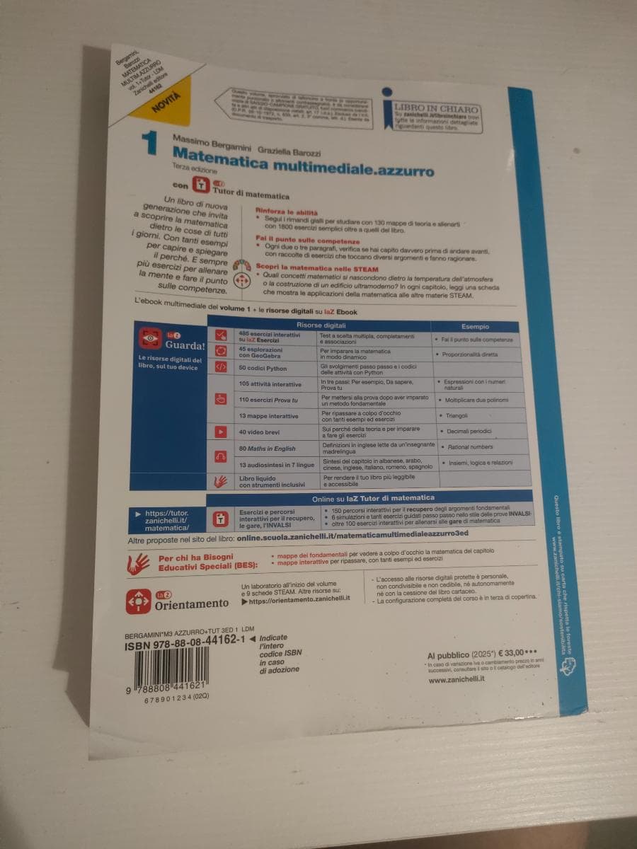MATEMATICA MULTIMEDIALE.AZZURRO 3ED. - VOLUME 1 CON LAZ TUTOR (LDM) - foto 2