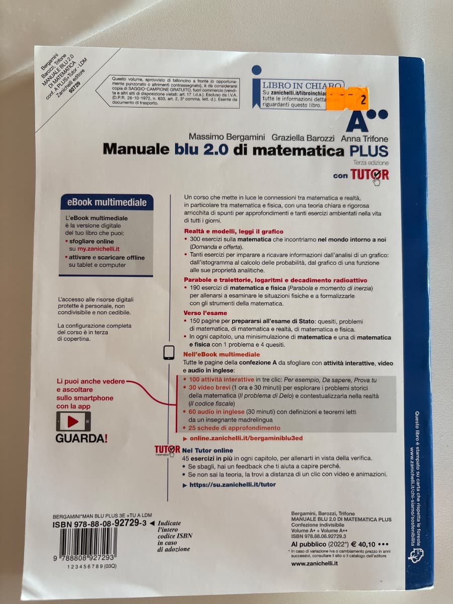 MANUALE BLU 2.0 DI MATEMATICA 3ED. - CONF. A PLUS CON TUTOR (LDM) - foto 2