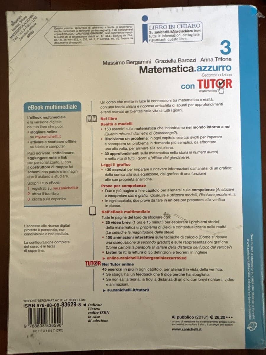 MATEMATICA.AZZURRO 2ED. - VOLUME 3 CON TUTOR (LDM) - foto 2