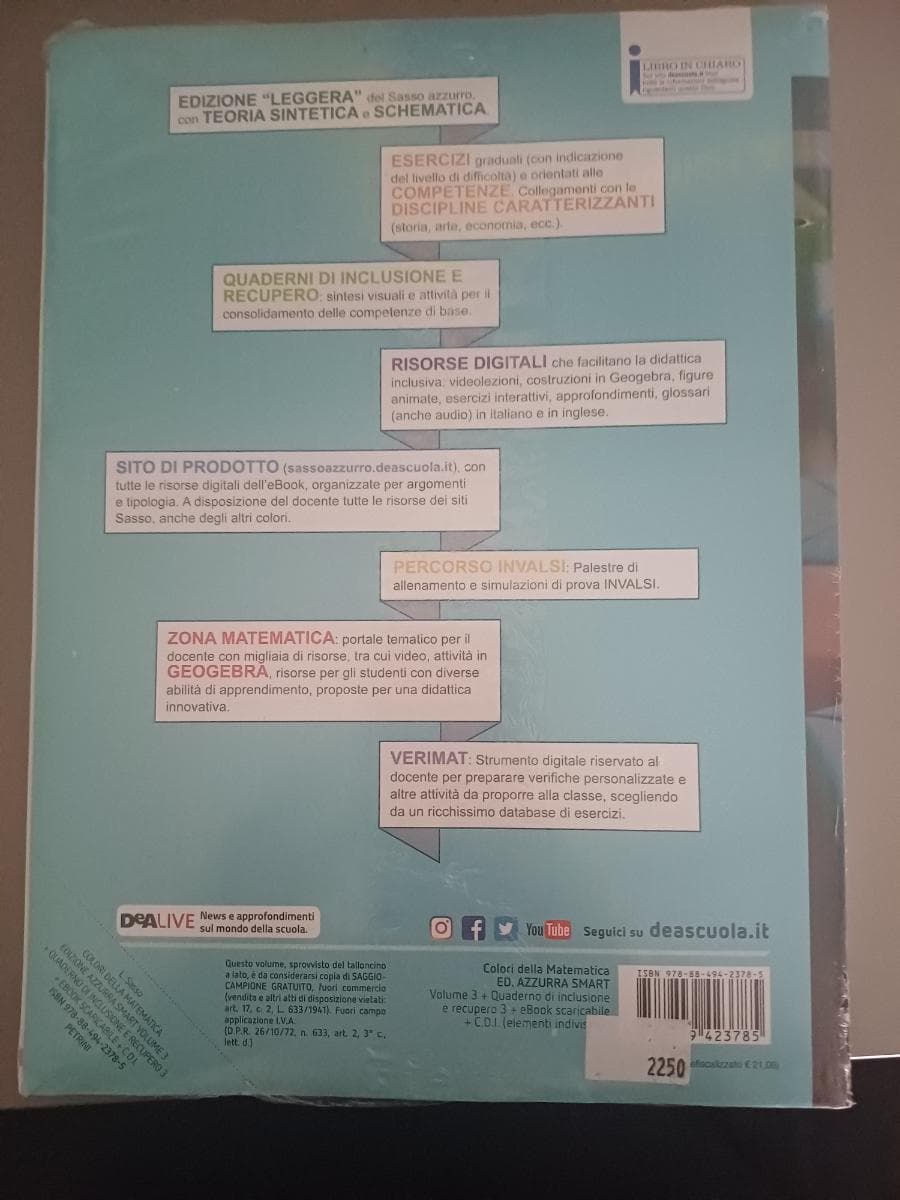 COLORI DELLA MATEMATICA ED.AZZURRA SMART-VOL.3+QUAD.INCLUSIONE E REC 3+EBOOK - foto 2