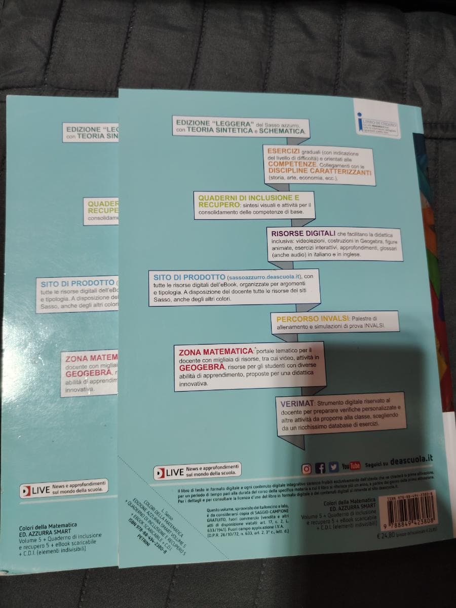 COLORI DELLA MATEMATICA ED.AZZURRA SMART-VOL.5+QUAD.INCLUSIONE E REC 5+EBOOK - foto 2