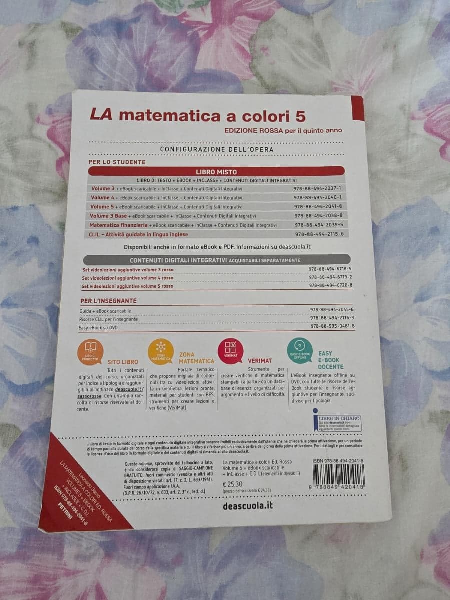 MATEMATICA A COLORI (LA) EDIZIONE ROSSA VOLUME 5 + EBOOK - foto 2