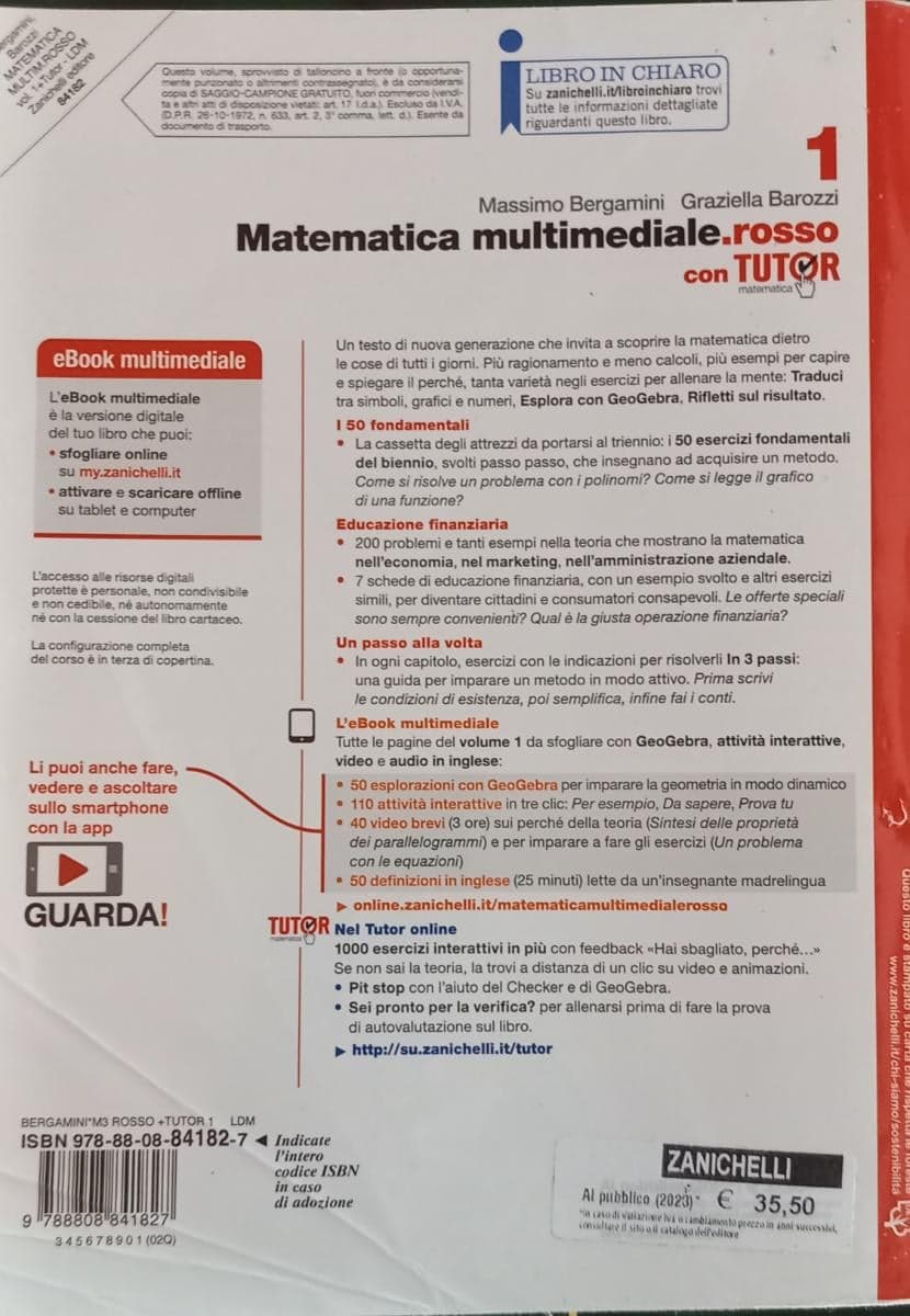 MATEMATICA MULTIMEDIALE.ROSSO - VOL. 1 CON TUTOR (LDM) - foto 2