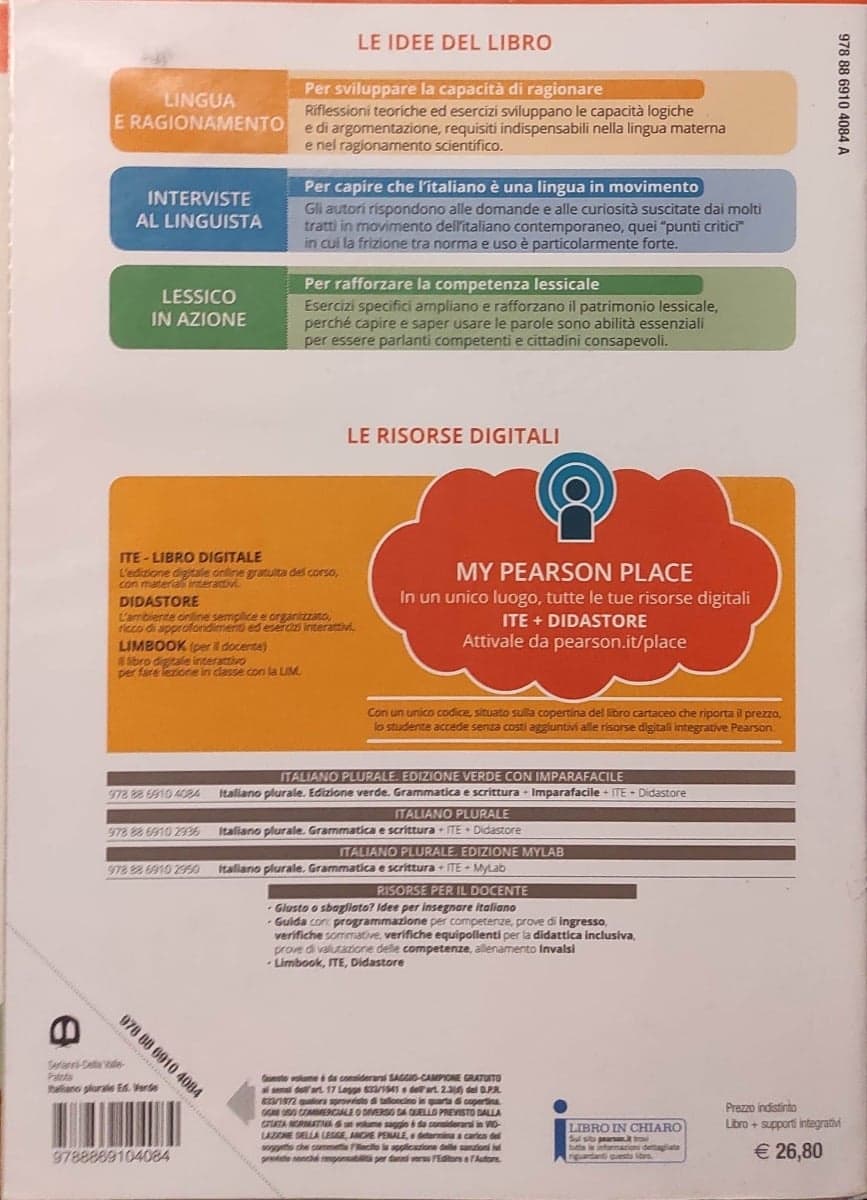ITALIANO PLURALE EDIZIONE VERDE CON IMPARAFACILE - foto 2