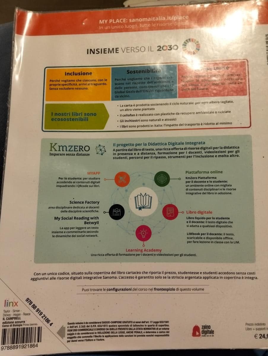 IL CAMPBELL - CORSO DI BIOLOGIA - EDIZIONE AZZURRA - PRIMO BIENNIO - foto 2