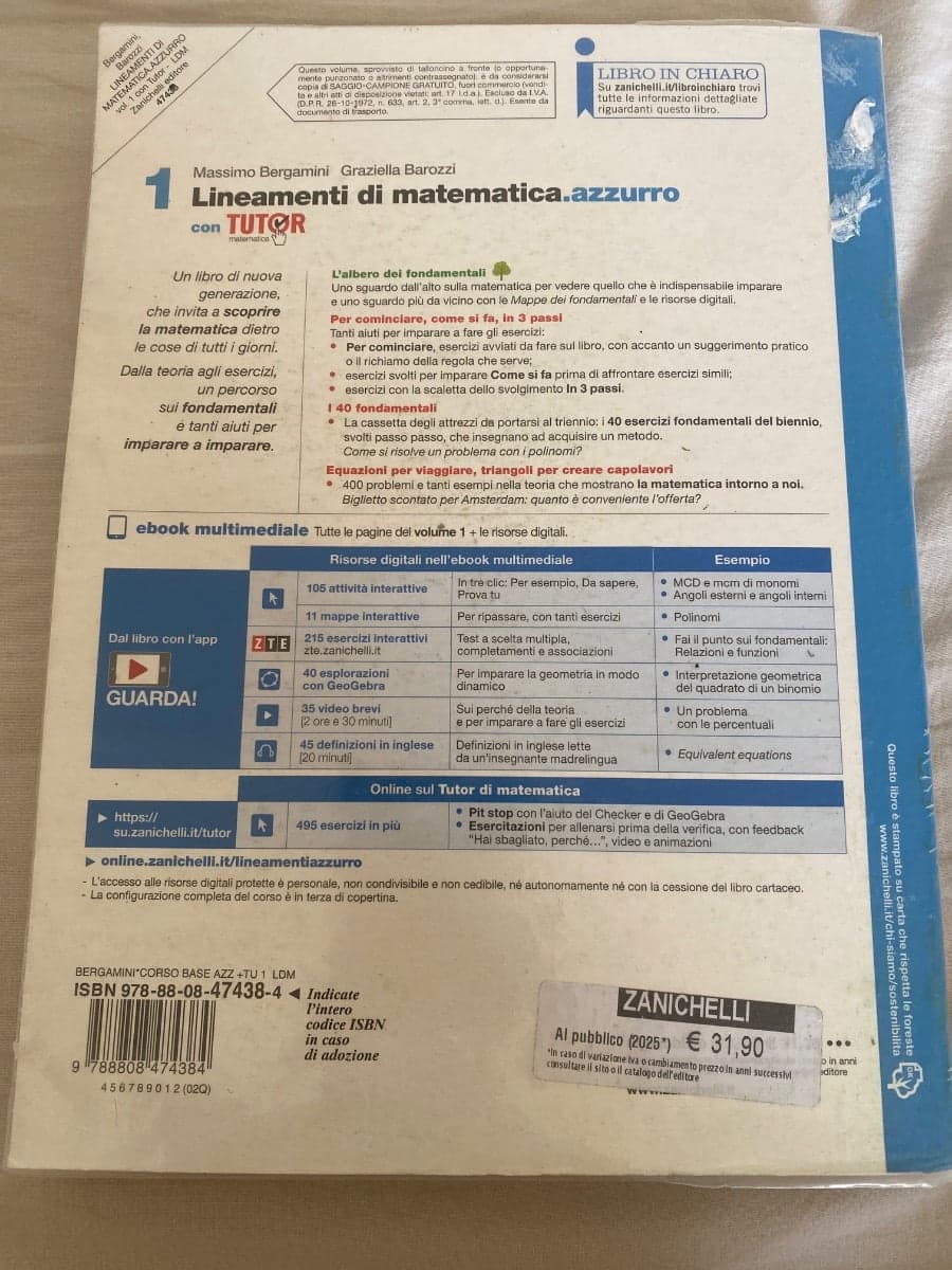 LINEAMENTI DI MATEMATICA.AZZURRO - VOL. 1 CON TUTOR (LDM) - foto 2