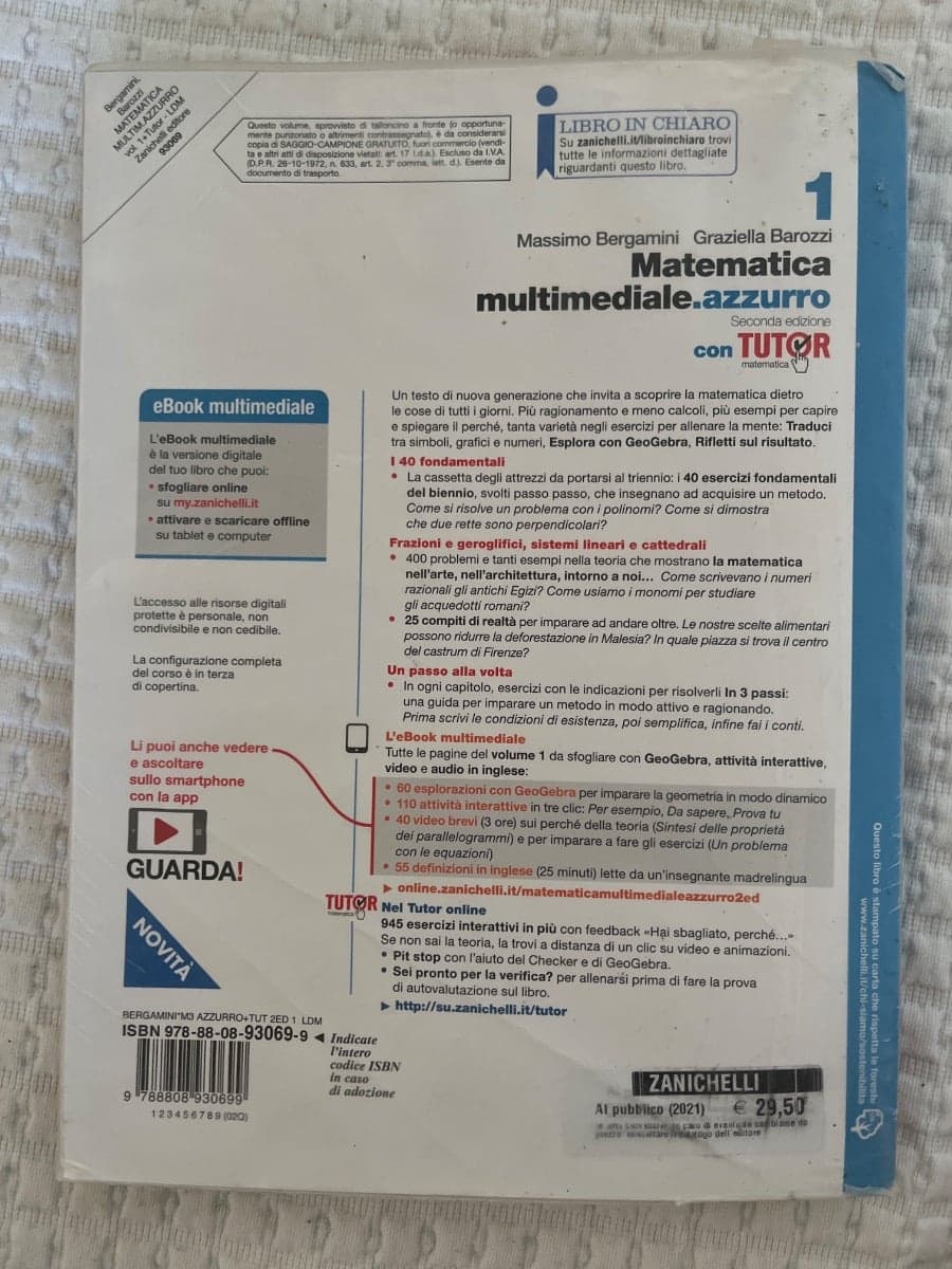 MATEMATICA MULTIMEDIALE.AZZURRO 2ED. - VOL. 1 CON TUTOR (LDM) - foto 2